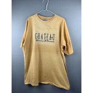 Chateau‎ Winery Gold Single stitch XL Resort short sleeve Travel Destination Vtg